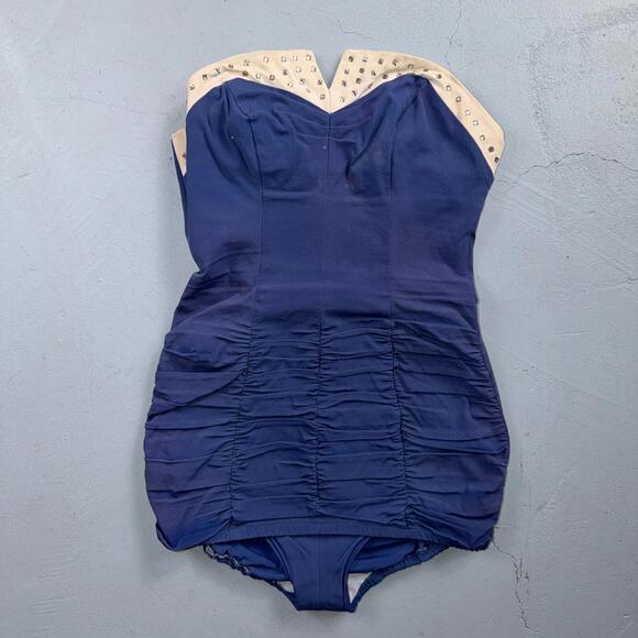 Other - Alix Of Miami Rhinestone 1950s VTG Bathing Suit Swimsuit Hollywood Swim Wear Blu